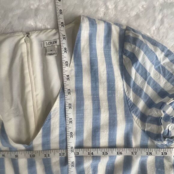 J.Crew Women's Blue White Striped Short Sleeve Wrap Dress Size 14 - Picture 9 of 10
